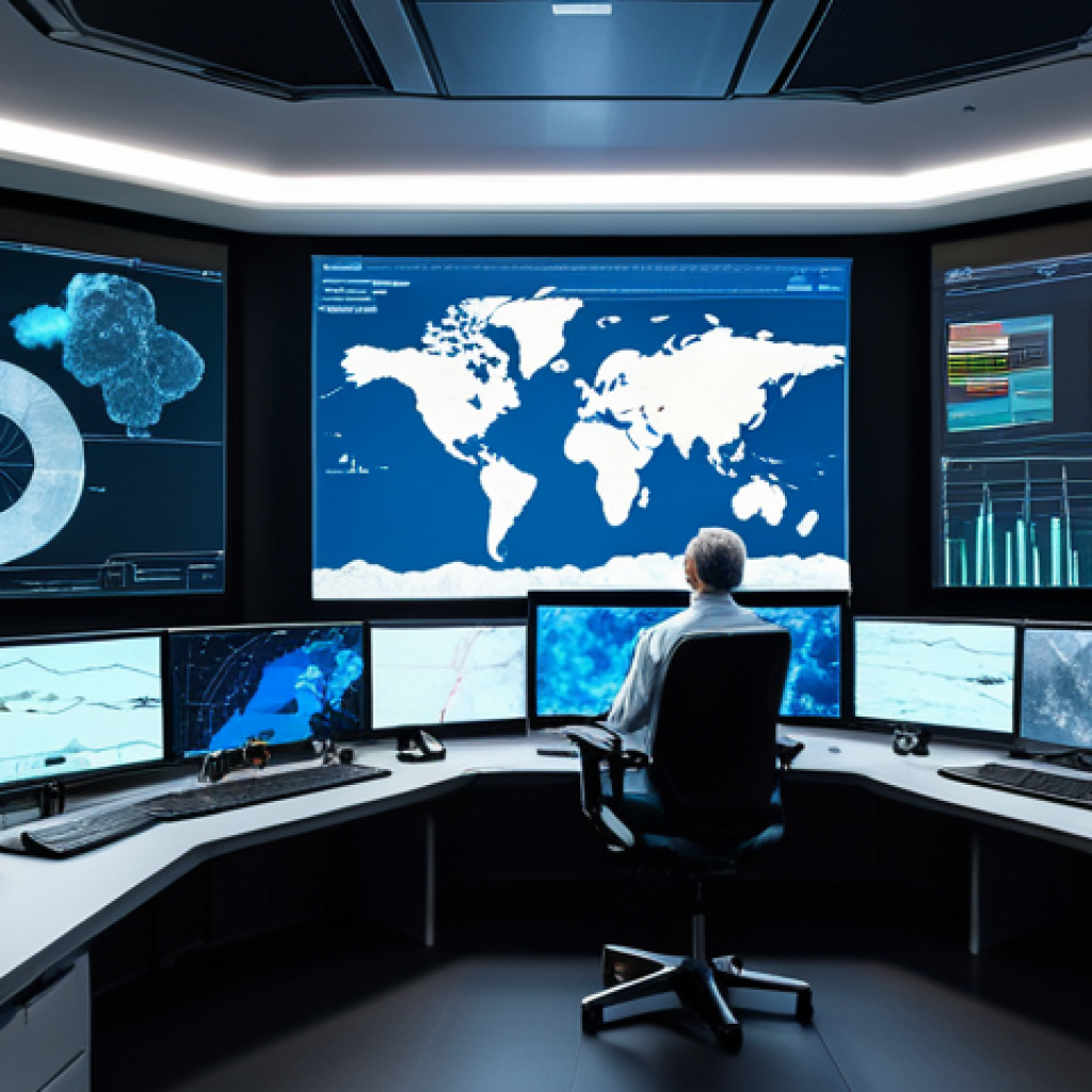 **

A team of diverse scientists and engineers in a modern control room, monitoring weather patterns and disaster risk using holographic displays and large screens. The scene shows advanced data visualization and real-time analysis. Appropriate attire, professional environment, safe for work, perfect anatomy, correct proportions, family-friendly.

**