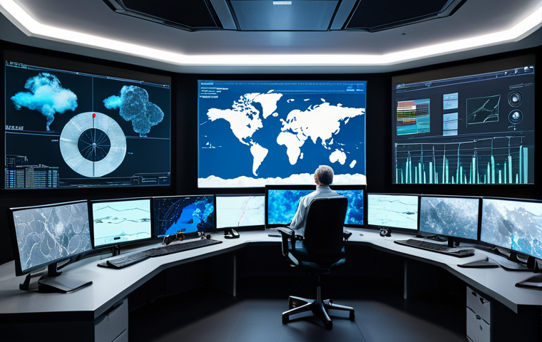 **

A team of diverse scientists and engineers in a modern control room, monitoring weather patterns and disaster risk using holographic displays and large screens. The scene shows advanced data visualization and real-time analysis. Appropriate attire, professional environment, safe for work, perfect anatomy, correct proportions, family-friendly.

**