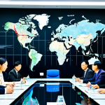 대만과 중국 대륙의 갈등 - Modern Business & Geopolitics**

"A multinational corporate boardroom. Around a large table, executi...