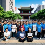 대만 내 사회적 갈등 사례 - **Vibrant Dialogue on Taiwan's Future:** A diverse group of Taiwanese citizens, including young adul...