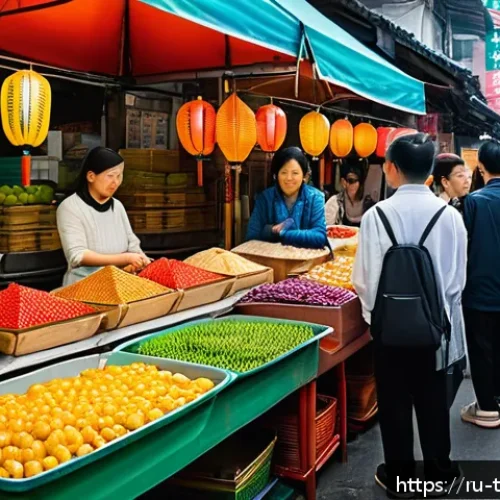 대만에서 지켜야 할 금기 - A respectful scene at a busy Taiwanese street market showing diverse people patiently standing in a ...