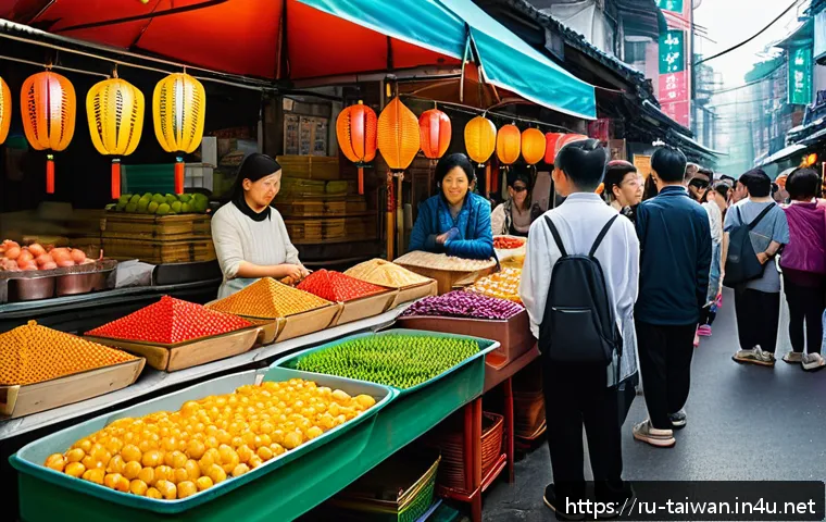 대만에서 지켜야 할 금기 - A respectful scene at a busy Taiwanese street market showing diverse people patiently standing in a ...